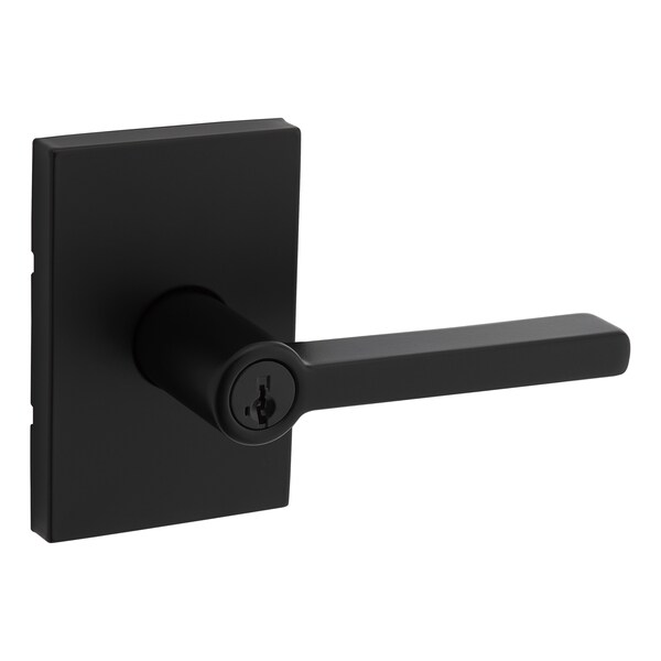 Halifax Lever , Rectangular Rose Entry Door Lock SmartKey , 6AL Latch, RCS Strike Matte Black Finish